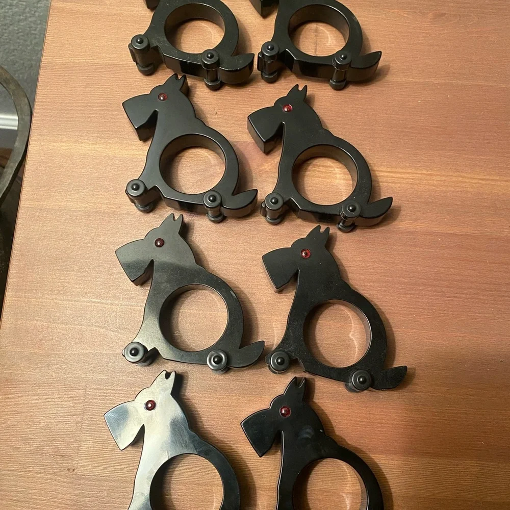Rare Bakelite Scottie Napkin Rings Set of 8